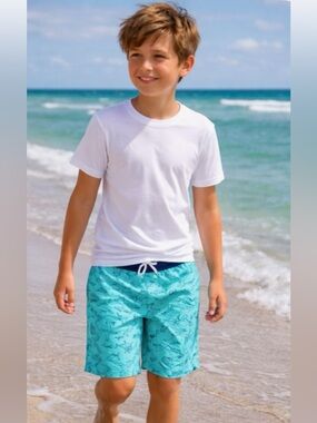 Amazon Kids Swim Trunks - Blue with Shark Print
